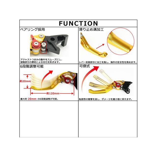 まいか様確認用 リデア 可倒式アジャストショートクラッチレバー（ブラック