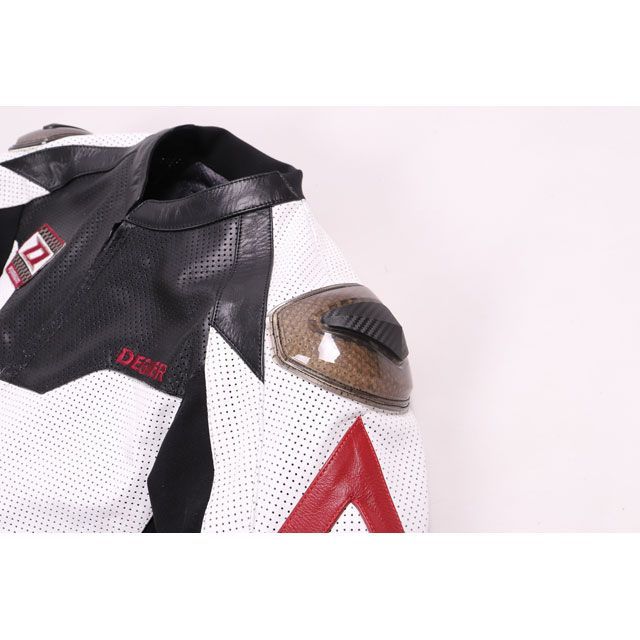 デグナー 2020春夏モデル 20SJ-4 メッシュレザーレーシングジャケット（ホワイト/レッド） サイズ L DEGNER バイクの通販は