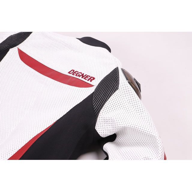 デグナー 2020春夏モデル 20SJ-4 メッシュレザーレーシングジャケット（ホワイト/レッド） サイズ L DEGNER バイクの通販は