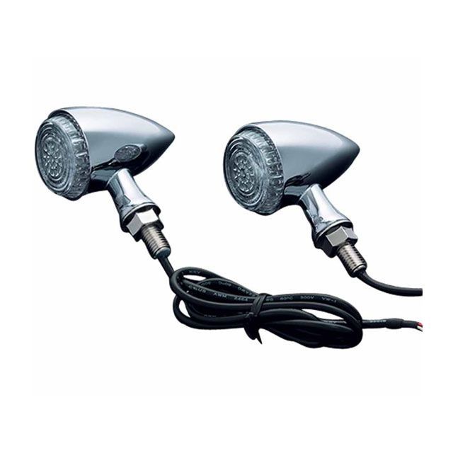 クリアキン トーピード インジケーター ライト クローム ペア リアユニバーサル 12V M10-1.5x25mmマウンティングスタッド用 kury…