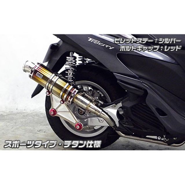 ウイルズウィン トリシティ125 トリシティ125用 アニバーサリーマフラー スポーツタイプ チタン仕様 ビレットステー シルバー ボルトキャップ …