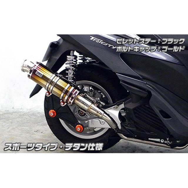 ウイルズウィン トリシティ125 トリシティ125用 アニバーサリーマフラー スポーツタイプ チタン仕様 ビレットステー ブラック ボルトキャップ …