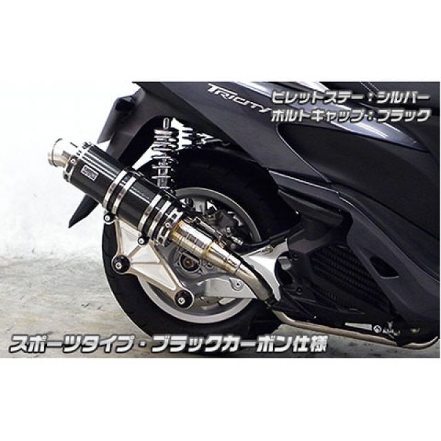 ウイルズウィン トリシティ125 トリシティ125用 アニバーサリーマフラー スポーツタイプ ブラックカーボン仕様 ビレットステー シルバー ボルト…