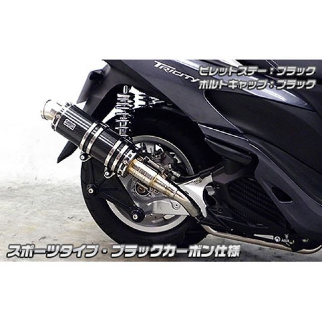 ウイルズウィン トリシティ125 トリシティ125用 アニバーサリーマフラー スポーツタイプ ブラックカーボン仕様 ビレットステー ブラック ボルト…