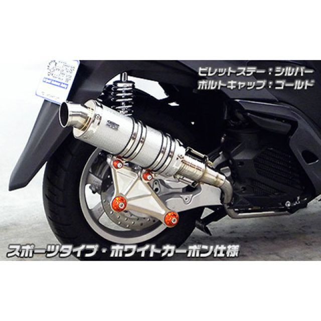 ウイルズウィン トリシティ125 トリシティ125用 アニバーサリーマフラー スポーツタイプ ホワイトカーボン仕様 ビレットステー シルバー ボルト…