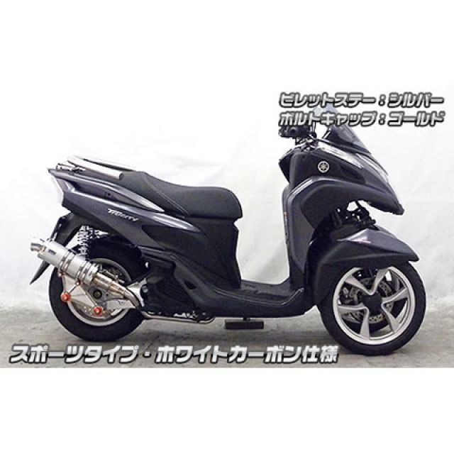 ウイルズウィン トリシティ125 トリシティ125用 アニバーサリーマフラー スポーツタイプ ホワイトカーボン仕様 ビレットステー シルバー ボルト…