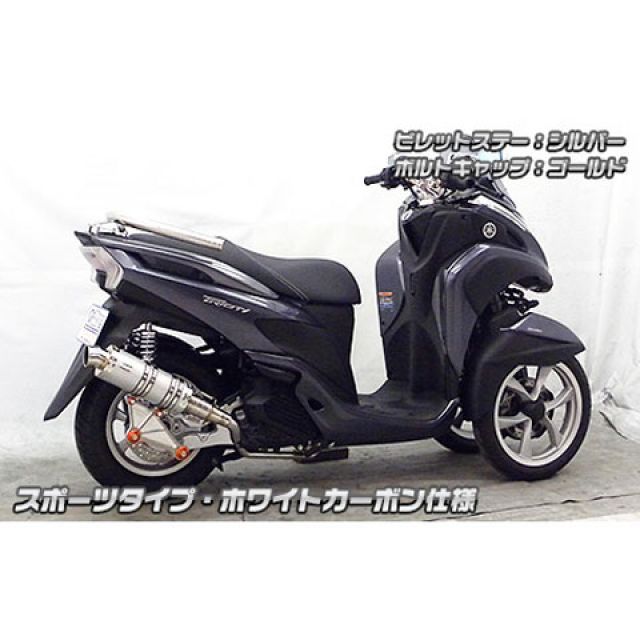 ウイルズウィン トリシティ125 トリシティ125用 アニバーサリーマフラー スポーツタイプ ホワイトカーボン仕様 ビレットステー シルバー ボルト…