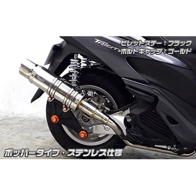 ウイルズウィン トリシティ125 トリシティ125用 アニバーサリーマフラー ポッパータイプ ステンレス仕様 ビレットステー ブラック ボルトキャッ…