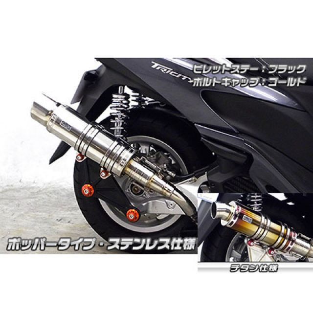 ウイルズウィン トリシティ125 トリシティ125用 アニバーサリーマフラー ポッパータイプ チタン仕様 ビレットステー ブラック ボルトキャップ …