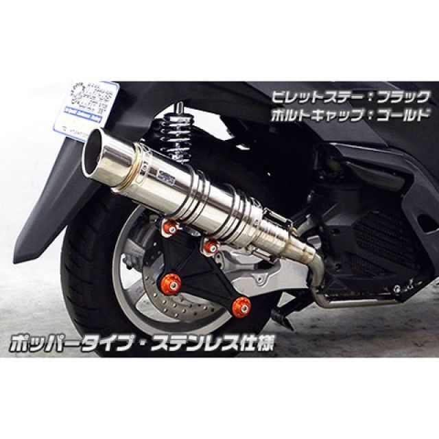 ウイルズウィン トリシティ125 トリシティ125用 アニバーサリーマフラー ポッパータイプ チタン仕様 ビレットステー ブラック ボルトキャップ …_1