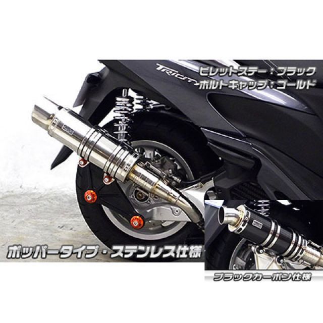 ウイルズウィン トリシティ125 トリシティ125用 アニバーサリーマフラー ポッパータイプ ブラックカーボン仕様 ビレットステー ブラック ボルト…