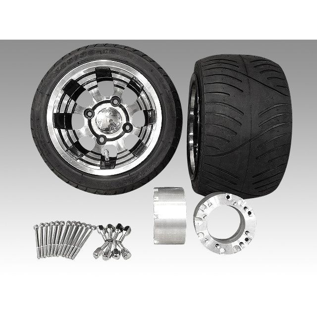 【メーカー直送】スパンキーズ ジャイロ用10インチ・ブラック・アルミホイール扁平タイヤ＆スペーサー70mmセット SPUNKYS バイクの通販は