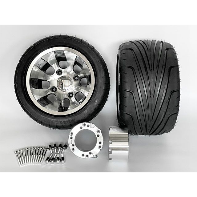 【メーカー直送】スパンキーズ ジャイロ用10インチ ツートン アルミホイール引っ張りタイヤ＆スペーサー70mmセット SPUNKYS バイクの通販は