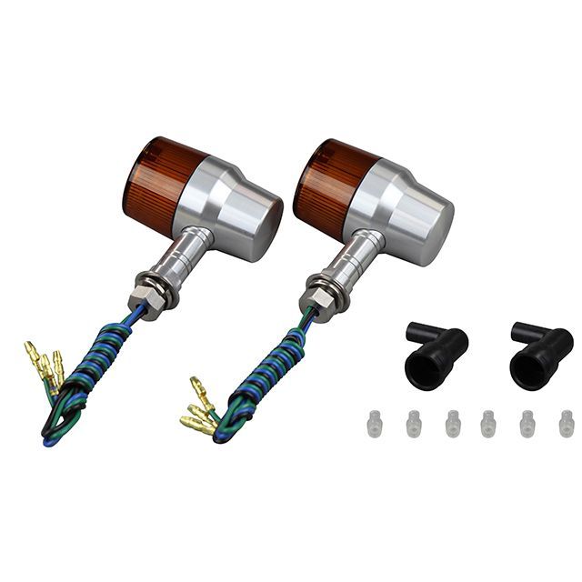 ポッシュフェイス 汎用 ミドルマシンド スーパーバイクウインカー（シルバーボディ） ダブル球（2個） 電球無 レンズカラー オレンジ ステータイプ …の通販は