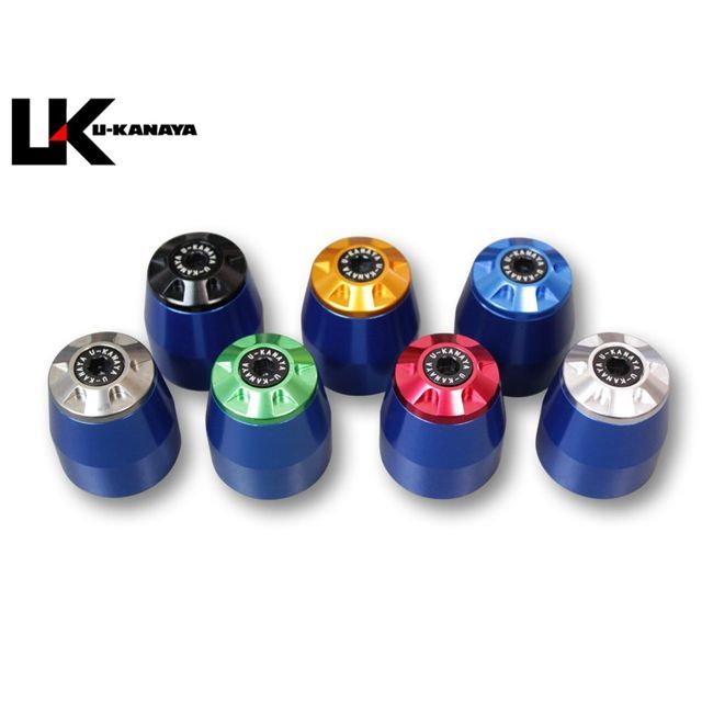 ユーカナヤ 汎用 アルミビレットハンドルバーエンド 本体 ブルー エンドキャップ レッド U-KANAYA バイクの通販は 6,250円