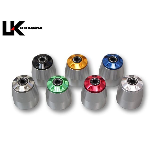ユーカナヤ 汎用 アルミビレットハンドルバーエンド 本体 シルバー エンドキャップ シルバー U-KANAYA