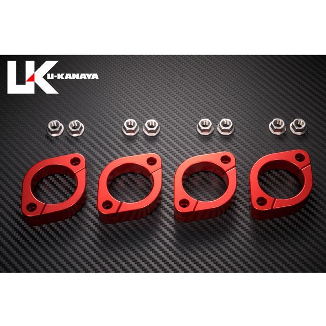 ユーカナヤ GPZ750 GPZ750F アルミ削り出しエキゾーストフランジ カラー レッド U-KANAYA