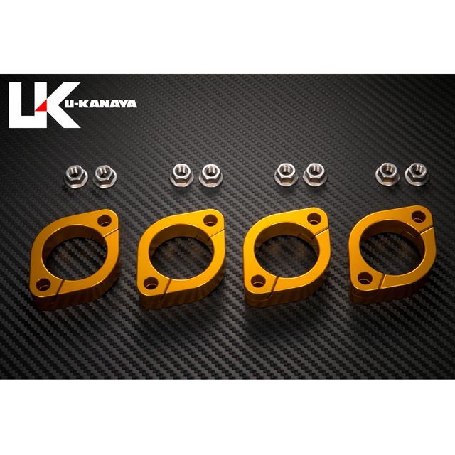ユーカナヤ Z750FOUR Z750FXII アルミ削り出しエキゾーストフランジ カラー ゴールド U-KANAYA