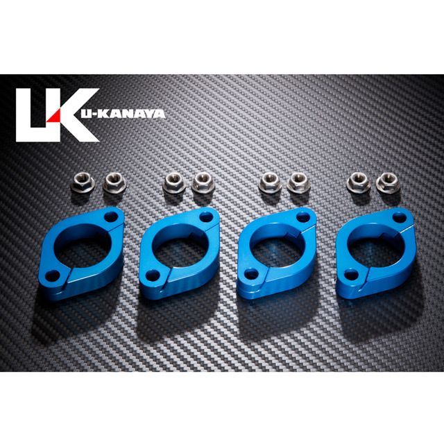 ユーカナヤ ZRX400/ZRX400-2 高精度アルミ削り出しビレットエキゾーストフランジ カラー ブルー U-KANAYA