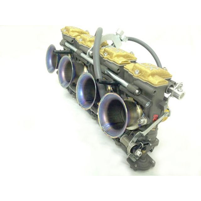 【メーカー直送】スーパーバイク 汎用 FCR用フルチタンファンネル ビックボディー用（35φ-41φ） 仕様 ポリッシュフレア（焼き色あり） ファン…_1