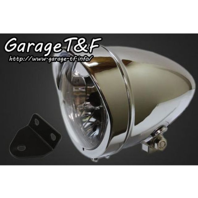 ガレージT&F SR400 4.5インチロケットライト＆ライトステー（タイプC）キット カラー メッキ T&F