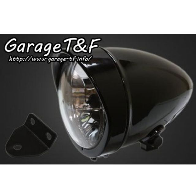 ガレージT&F SR400 4.5インチロケットライト＆ライトステー（タイプC）キット カラー ブラック T&F