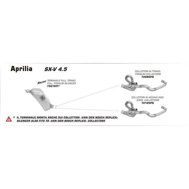 アロー APRILIA SX-V 4.5/SX-V 5.5 07/14 STAINLESS STEEL COLLECTOR FOR EXHAUST …