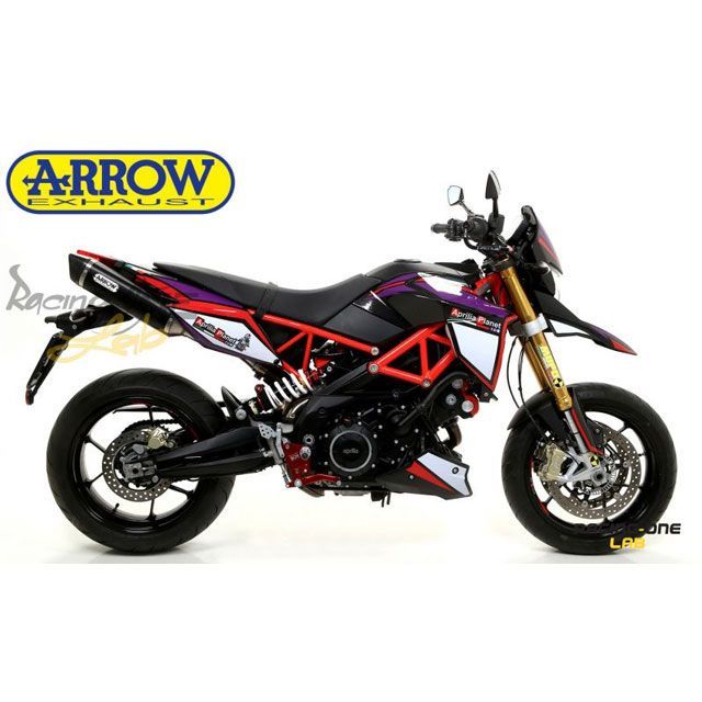 アロー Aprilia Dorsoduro 900 2017-19 Thunder ダークアルミエキゾースト （Eマーク） カーボンエンドキャップ（…