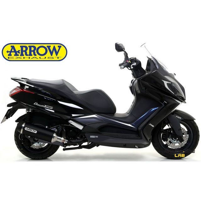 アロー Kymco Downtown 350I 2016/2019 Eマーク Urban ブラックアルミエキゾースト ブラックINOXエンドキャップ…