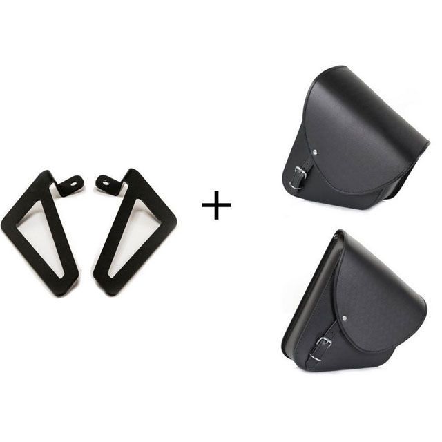 カスタムアクセス Barcelona Leather Saddlebag Left Side ＋ Universal Support Side Le…