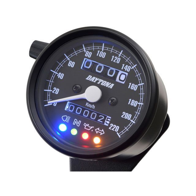 デイトナ 汎用 バイク用 機械式スピードメーター φ60 ホワイトLED照明