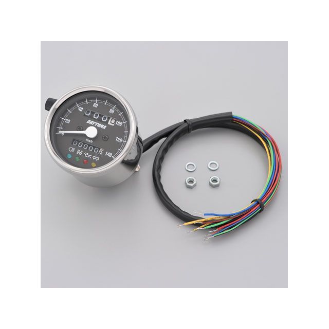 デイトナ 汎用 バイク用 機械式スピードメーター φ60 ホワイトLED照明