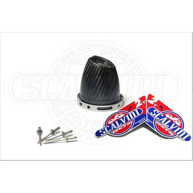 スカルビーニ カーボン ファイバーエンドキャップ ＋ ステンレスバンド ＋ リベット （125cc） ｜ 006.004 Scalvini