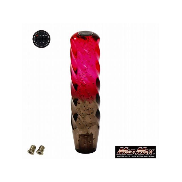 マッドマックス スパイラルシフトノブ 200mm 変換アダプター付き レッド/ブラック ふそう スーパーグレート日野 プロフィア いすゞ UD 久遠…の通販は 4,884円
