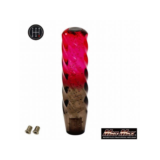 マッドマックス スパイラルシフトノブ 200mm 変換アダプター付き レッド/ブラック いすゞ 三菱 軽トラ マツダ タイタンダッシュ 用 MADM…の通販は