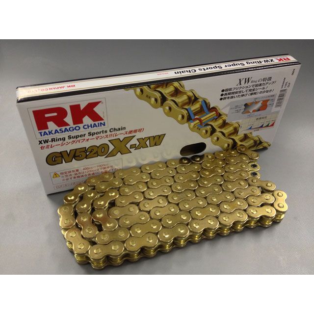 アールケー・ジャパン 汎用 ストリート用チェーン GV520X-XW（ゴールド） リンク数 120L rk-japan