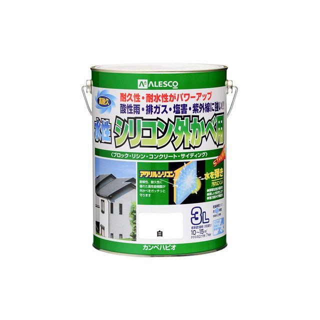 カンペハピオ 水性シリコン外壁用 白 3L Kanpe Hapio 日用品