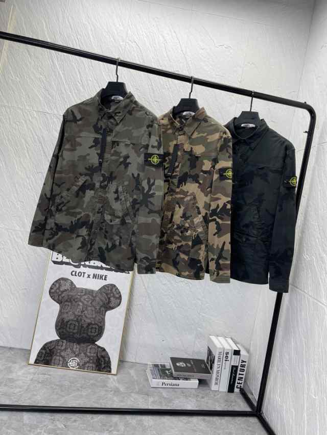 Stone Islandカモフラージュレトロワークポケットコットンシャツ ...