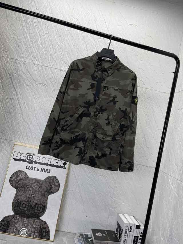 Stone Islandカモフラージュレトロワークポケットコットンシャツジャケット
