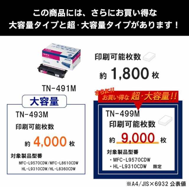 ブラザー工業 【brother純正】トナーカートリッジマゼンタ TN-491M