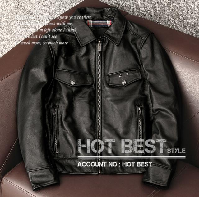 上質　メンズ　レザー　ジャケット カウハイド　牛革　復刻40年代　アビエイタースタイル   レザージャケット  スタンダードスタイル