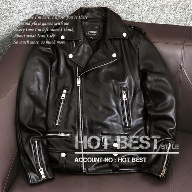 上質　メンズ　レザー　ジャケット シープスキン　羊革　UKスタイル ダブルライダース レザージャケット  ロンジャン