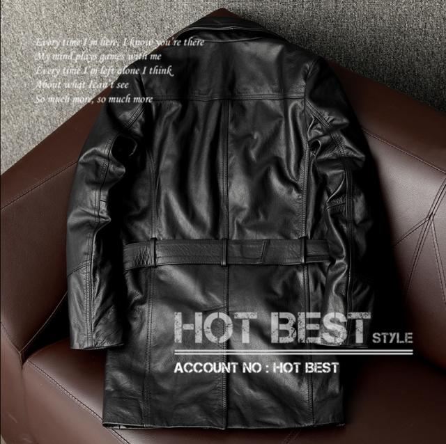 上質 メンズ レザー ジャケット 牛革 カウハイド ダブルコート 腰