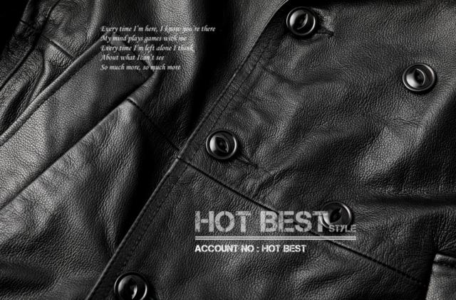 上質 メンズ レザー ジャケット 牛革 カウハイド ダブルコート 腰