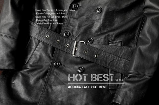 上質 メンズ レザー ジャケット 牛革 カウハイド ダブルコート 腰