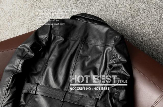 上質 メンズ レザー ジャケット 牛革 カウハイド ダブルコート 腰