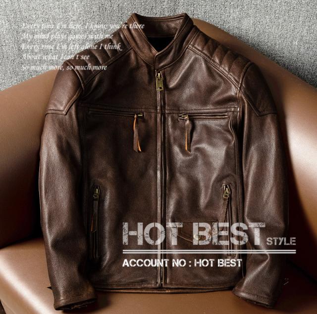 上質革ジャン メンズ　カウハイド　50年代　パテッド　ヴィンテージ加工　アビエイタースタイル　ライダース　レザージャケット　牛革