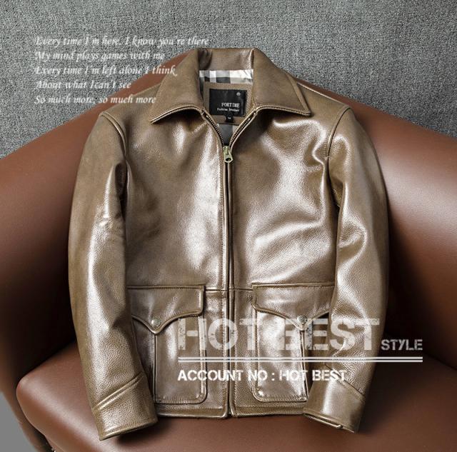 上質革ジャン メンズ　カウハイド 復刻40年代 アビエイタースタイル レザージャケット  ライダース タンニンなめし 牛革