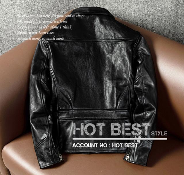 上質革ジャン メンズ　1.2mm 茶芯ホースハイド 30年代　トラッカースタイル シングルライダース レザージャケット ブラック　馬革