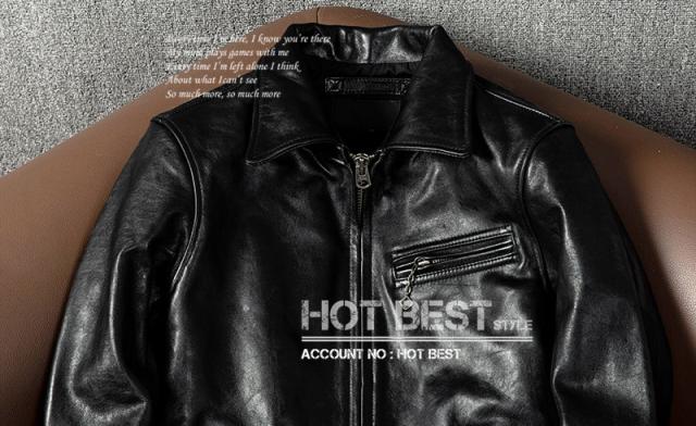 上質革ジャン メンズ　1.2mm 茶芯ホースハイド 30年代　トラッカースタイル シングルライダース レザージャケット ブラック　馬革